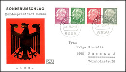 6655 Heuss Und Ziffer 1960, Zusammendruck 5+10+20+8 Pfg Mit Wz. Y, 1. Auflage, Auf Schmuckumschlag Mit Letzttags-Stempel - Se-Tenant