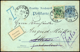 6752 1900, Ganzsachen-Postkarte Aus Dem Deutschen Reich (MiNr. P 40) Mit Beifrankatur 5 Pfg Krone (MiNr. 46) Aus "PFORTA - Sonstige & Ohne Zuordnung