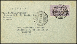 6766 25 C. Auf 40 C. Flugpost-Aufdruckmarke Auf Erstlfugbrief "Napoli-Palermo" Vom 28.6.17 Mit Ankunftsstempel, Pracht,  - Sonstige & Ohne Zuordnung