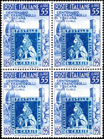 6776 20 Und 55 L. 100 Jahre Briefmarken Der Toskana, Postfrische 4er-Blocks, Mi. 200.-, Katalog: 826/27 ** - Sonstige & Ohne Zuordnung