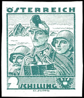 6890 1934, 2 Schilling Volkstrachten Dunkelbläulichgrün, Abart "ungezähnt", Tadellos Postfrisch, Fotobefund Soecknick BP - Sonstige & Ohne Zuordnung