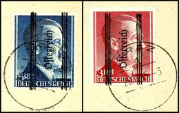 6897 1945, "Grazer Aufdrucke" Kpl. Auf Briefstücken, Nur 50-80 Pf. Lose, Markwerte In Typ II, Tadellos Gestempelt, Aber  - Sonstige & Ohne Zuordnung