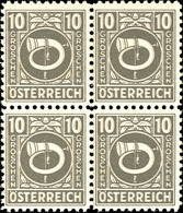 6899 10 Groschen Posthorn, Abart "Doppeldruck", Viererblock, Tadellos Postfrisch, Fotoattest Dr. Glavanovitz VÖB: "echt  - Sonstige & Ohne Zuordnung