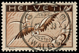 6967 2 Fr. Luftpost 1930, Normalpapier, Zentrisch Gestempelt 27.V.33, Mi. 120.-, Katalog: 245x O - Sonstige & Ohne Zuordnung
