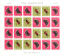 7002 Markenheftchenbogen Pro Juventute 1953, Tadellos Postfrisch, Mi. 400.-, Katalog: MHB42 ** - Markenheftchen