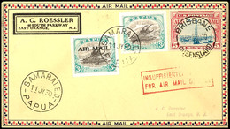 7065 1930, Frankierter Flugpost-Brief Aus SAMARAI.E.D. PAPUA 11.JY.30 Via BRISBANE 4.AU. Mit USA Flugpostmarke 5 C. Und  - Papua-Neuguinea