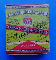 Ancienne Boite En Carton ATIKAH CIGARETTEN ECHT TÜRKISCHE TABAKE  - Cigarettes - Boîtes