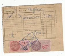 Timbres Fiscaux 60c Et 2.40 Francs (D.A) Sur Contributions Directes Affouage , Pâturage,commune D' Essert Romand , 1943 - Other & Unclassified