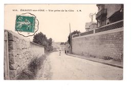 95 Eragny Sur Oise Vue Prise De La Cote Cpa Animée Cachet Convoyeur Ambulant 1911 Mantes à Paris - Eragny