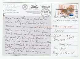 2012 AUSTRALIA COVER DINGO BUTTERFLY Stamps  To GB Butterflies Insect (postcard Kings Park Botanic Gardens) - Brieven En Documenten