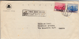 Repubblica Di San Marino Per Genova,cover Primo Giorno Di Emissione Tariffa Stampe 1949 - Briefe U. Dokumente