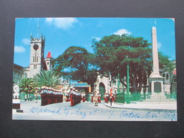 AK Kuriosum 1956 Barbados War Memorial Trafalgar Square. Militärparade. Briefmarken Mit Deutschem Nachträglich Entwertet - Barbados