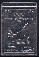 Fujeira 1972, Olympic Games In Munich, 10r Diving, 1val SILVER IMPERFORATED - Salto De Trampolin