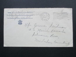 USA 1943 Military Post / Free. Army War College - US Marine Barracks Submarines Base New London - Brieven En Documenten