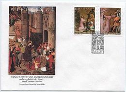 POLAND FDC 1999 EASTER CARRYING THE CROSS RESURRECTION PRAYER OGROJEC PIETA CHRISTIANITY CELEBRATIONS HOLIDAYS - Easter