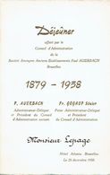 Menu Dédicacé Du Banquet Offert Par La SA Paul Auerbach, Hôtel Atlanta, Bruxelles, Le 28/12/1958 - Menú