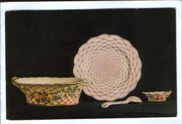 Russia - Postcard Unused  - Imperial Porcelain Factory - Plate,basket-shaped Biscuit-dish,spoon And Salt - Cartes Porcelaine