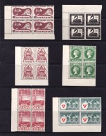 Australia - Six Marginal Predecimal Blocks Of 4, Mostly MNH - Fogli Completi