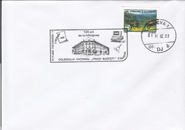 CRAIOVA HIGH SCHOOL ANNIVERSARY SPECIAL POSTMARK, ECO TOURISM STAMP ON COVER, 2002, ROMANIA - Briefe U. Dokumente