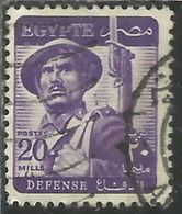EGYPT EGITTO 1953 1956 SOLDIER SOLDATO 20m PURPLE USATO USED OBLITERE' - Oblitérés
