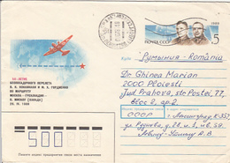 POLAT FLIGHT, MOSCOW-GREENLAND ROUTE, CREW, COVER STATIONERY, 1989, RUSSIA - Vuelos Polares