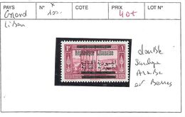GRAND LIBAN N° 100 * DOUBLE SURCHARGE ARABE - Unused Stamps