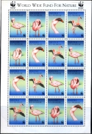 BIRDS-LESSER FLAMINGOS-ANGOLA-1992- SHEET-ERROR-COLOR VARIETY-EXTREMELY SCARCE-MNH-M-217 - Flamingo