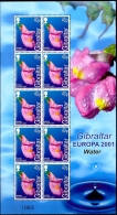 EUROPA-2001-WATER-SNAPDRAGON FLOWERS-LARGE MS-GIBRALTAR-SCARCE-MNH-M-208 - 2001