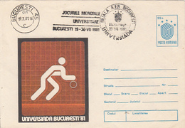 HANDBALL, WORLD UNIVERSITY GAMES, COVER STATIONERY, 1981, ROMANIA - Handball