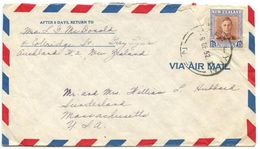 New Zealand 1952 Airmail Cover Grey Lynn Auckland To Sunderland MA, Scott 266 - Covers & Documents