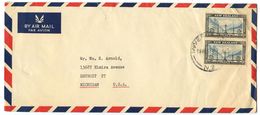 New Zealand 1957 Airmail Cover Invercargill To Detroit MI, Scott 256 9p. Peace, Pair - Brieven En Documenten