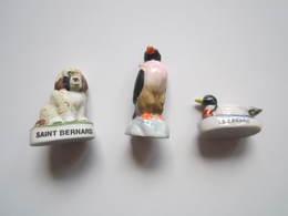 LOT De 3 Fèves CHIEN SAINT BERNARD PINGOUIN LE CANARD - Dieren