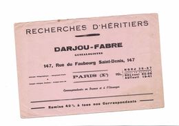 BUVARD  RECHERCHES D HERITIERS  MARCEL DONIOL  DARJOU FABRE - R