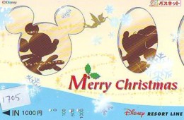 Carte Prépayée Japon - DISNEY RESORT LINE - MCKEY MINNIE CLOCHETTE NOEL (1705) CHRISTMAS TINKERBELL Japan Prepaid Card - Disney