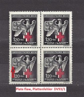 Bohemia & Moravia Böhmen Und Mähren 1943 MNH ** Mi 132 Sc B21 Rote Kreuz. Red Cross. Plate Flaw, Plattenfehler. - Neufs