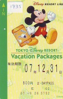 Carte Prépayée Japon * DISNEY RESORT LINE (1735) MICKEY * 800 YEN  * ADULT * 2 DAYPASS * JAPAN PREPAID CARD - Disney