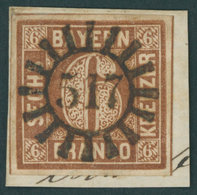 BAYERN 4II BrfStk, 1850, 6 Kr. Dunkelbraunorange, Type II, Idealer Zentrischer MR-Stempel 517, Luxusbriefstück - Sonstige & Ohne Zuordnung