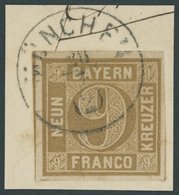 BAYERN 11 BrfStk, 1862, 9 Kr. Ockerbraun, Kleiner K1 MÜNCHEN, Kabinettbriefstück, Gepr. Brettl - Other & Unclassified