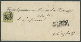 BAYERN 12 BRIEF, 1865, 12 Kr. Dunkelgelbgrün Mit Offenem MR-Stempel 325 Als Einzelfrankatur Nach Würzburg, Prachtbrief,  - Sonstige & Ohne Zuordnung