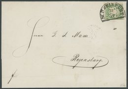 BAYERN 14b BRIEF, 1868, 1 Kr. Dunkelgrün Mit Segmentstempel SCHWEINFURT Auf Brief Nach Regensburg, Kabinett, Gepr. Pfenn - Other & Unclassified