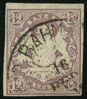 BAYERN 18 O, 1867, 12 Kr. Hellbraunviolett, Pracht, Mi. 120.- - Sonstige & Ohne Zuordnung