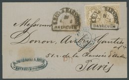 BAYERN 24X BRIEF, 1872, 6 Kr. Lebhaftockerbraun, Wz. Enge Rauten, 2x Mit Seltenen Bahnpoststempeln Von BAYREUTH Nach Par - Other & Unclassified