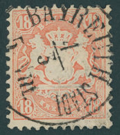 BAYERN 27Yb O, 1870. 18 Kr. Dunkelziegelrot, Wz. Weite Rauten, K1 BAYREUTH STADT, Kabinett, Gepr. Brettl - Other & Unclassified