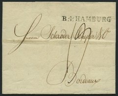 HAMBURG VORPHILA 1802, R.4. HAMBURG, L1 Auf Brief Nach Bordeaux, Pracht - Prephilately