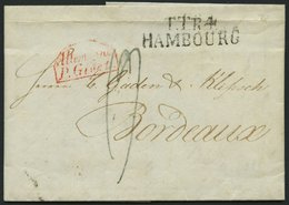 HAMBURG - THURN UND TAXISCHES O.P.A. 1829, TT.R.4 HAMBOURG, L2 Auf Brief Nach Bordeaux, Roter Segmentstempel ALLEMAGNE/P - Sonstige & Ohne Zuordnung