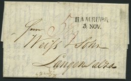 HAMBURG-VORPHILA 1826, HAMBURG, L2 Forwarded-Letter. Aus London, Abs. PAf Spalding Und Co., Nach Langensalza, Pracht - Prefilatelia