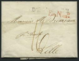 HAMBURG - GRENZÜBERGANGSSTEMPEL 1796, D.HOLLANDE, L1 Auf Brief Nach Lille, Roter Stempel En. Num., Rückseitig Handschrif - [Voorlopers