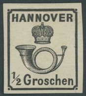 HANNOVER 17y *, 1860, 1/2 Gr. Schwarz, Breitrandig, Falzreste, Pracht, Mi. 120.- - Hanover
