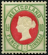 HELGOLAND 14d *, 1889, 10 Pf. Hellgrün/rot, Falzreste, Feinst, Mi. 180.- - Helgoland