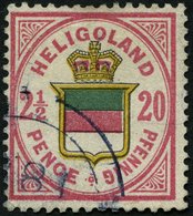 HELGOLAND 18c O, 1882, 20 Pf. Hellrosalila/graugelb/graugrün, Rundstempel, Feinst (Zahnfehler), Gepr. Lemberger, Mi. 120 - Helgoland